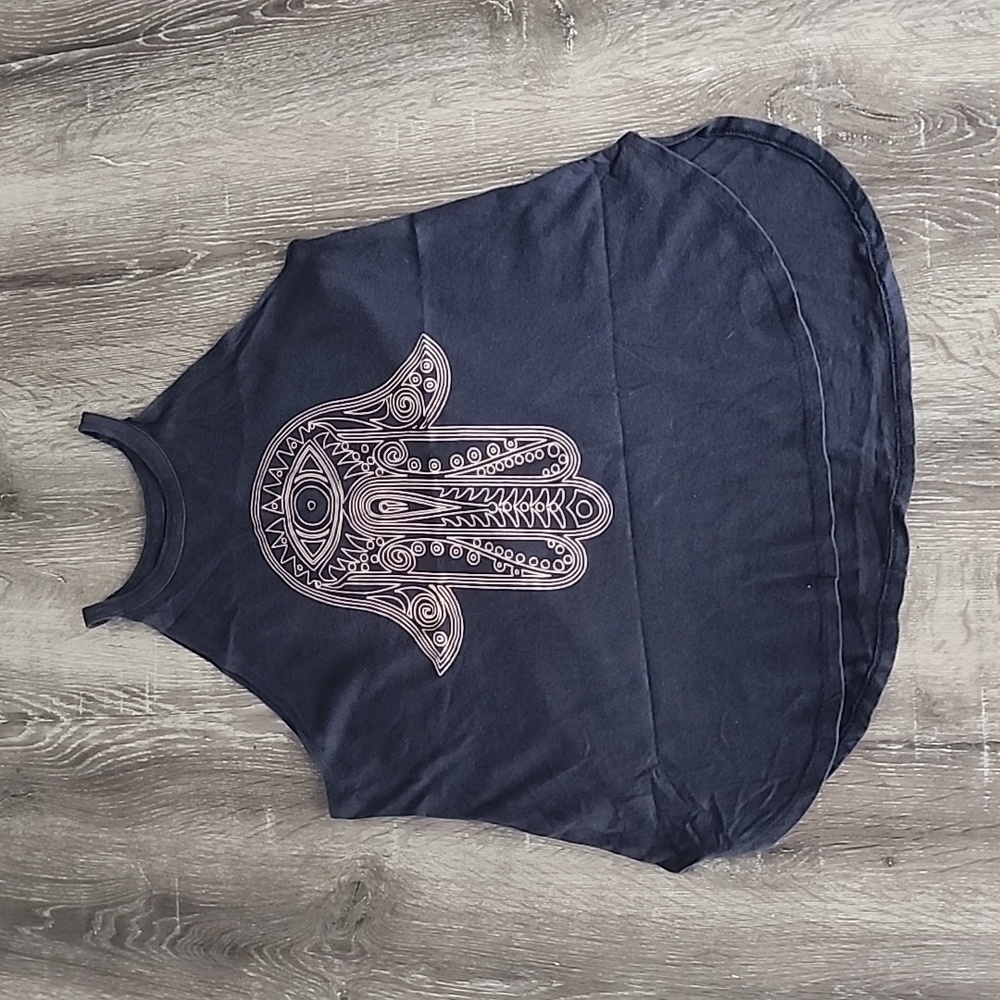F.I.T Fashion Inspire Train Metallic Bronze Hamsa Print Tank XL